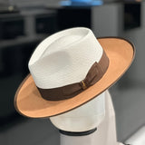 Panama-Style Summer Hat for Men & Women - Breathable Wide Brim with Color-Block Design, Elastic Band Closure - Valentine's Day Gift, Casual Outings & Parties
