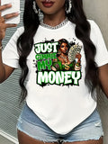 Women Just Gimme My Money" Graphic Casual Short Sleeve Round Neck T-Shirt