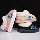 Disney Stitch 2D Print Plush Slippers, Unisex Winter Warm Slippers, Lightweight and Simple, Thick Sole Comfortable, Suitable for Indoor/Outdoor Warm Slippers, Lightweight Snow Boots, Multiple Colors Available, Couple Shoes, C