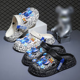 Stitch Official Licensed Slip-On Shoes - Slip-Resistant Thick Platform Sole, High Quality Quick-Dry Slippers for Men & Women, Beach, Pool, Casual - Lightweight Cushioned EVA Shoes with Stitch Graphics (Unisex Couples Sneakers