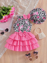 2025 New Summer Girls' Fashion Elegant Sleeveless Halter Neck Top with Bow Detail and Solid Color Three-Layer Cake Skirt Set, Perfect for Parties and Outings, Cute Dresses | Comfortable Ballet Skirt | Includes Hat, Time-Savin