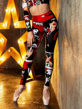 Women Fashion Print Fitness Yoga Stretchy, High Waist, Polyester & Spandex Leggings