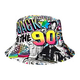 1pc Vintage 90s Graffiti Letter Print Bucket Hat - Lightweight, Fisherman Cap for Women & Men, Machine Washable