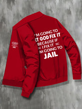 Men I'M GOING LET GOD FIX IT Print Stand Collar Varsity Jacket