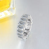 1pc surround set 3*5mm rectangular Cubic Synthetic Zirconia S925 925 Silver ring Fashion hip hop, colored, suitable for anniversaries, engagements, parties, weddings, birthday gift rings