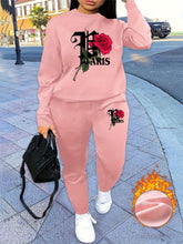 Women Stylish Casual Floral Printed Fleece Sweatshirt And Pants Set