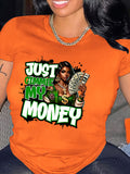 Women Just Gimme My Money" Graphic Casual Short Sleeve Round Neck T-Shirt
