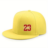 Adjustable Baseball Cap for Men & Women - Urban Street Style Flat Brim Hat with 23 & Chicago Red/White Design, Breathable Green Unisex Outdoor Summer Casual Cap, Hat for, Hand Wash Recommended