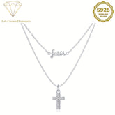 Cross Necklace Sterling Silver Cross Layered Necklace Jewelry Gifts for Christmas Birthday Mother'S Day Valentine'S Day