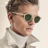 CARFIA Small Face Acetate Polarized Fashion Glasses for Women with UV Protection, Retro Double Bridge Eyewear and Metal Brow Round Sunnies