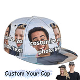 1pc Funky Style Customizable Polyester Duckbill Cap, Personalized Photo/Text All Over Print, Unisex Flat Brim Baseball Hat