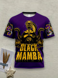 Men Casual Black Mamba 3D Print T-Shirt