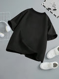 Boy & Girls Black Summer New Style Breathable Round Neck Short Sleeve Shirt