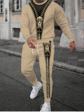 Men Casual 3D Printed Hoodie And Sweatpants Polyester Set