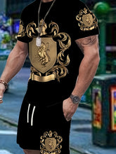 Men Casual Lash 3D Digital Printed Crew Neck T-Shirt & Drawstring Shorts Set