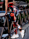 Women Fashion Print Fitness Yoga Stretchy, High Waist, Polyester & Spandex Leggings
