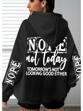 Women Plus Size "NOPE" Graphic Soft, Casual Long Sleeve Pullover Hoodie with Pockets
