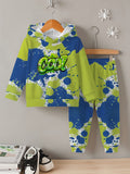 Boy's hooded sweatshirt with the English letter "COOL" printed on it, a comfortable set