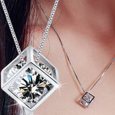 1pc Elegant Square Pendant Necklace, Cubic Zirconia, Alloy, Clavicle Chain for Women, Daily Wear Jewelry, All Seasons Compatible