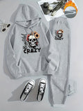 Crazy Skull Print Hoodie & Sweatpants Set