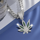 Fashion Hip Hop Punk Maple Leaf Pendant Necklace, Cuban Chain Necklace, Unisex Neck Accessories, Women and Men Decoration