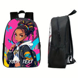Afro Girl Cool Graffiti Backpack Cute Print Double Shoulder Bag Add Your Name