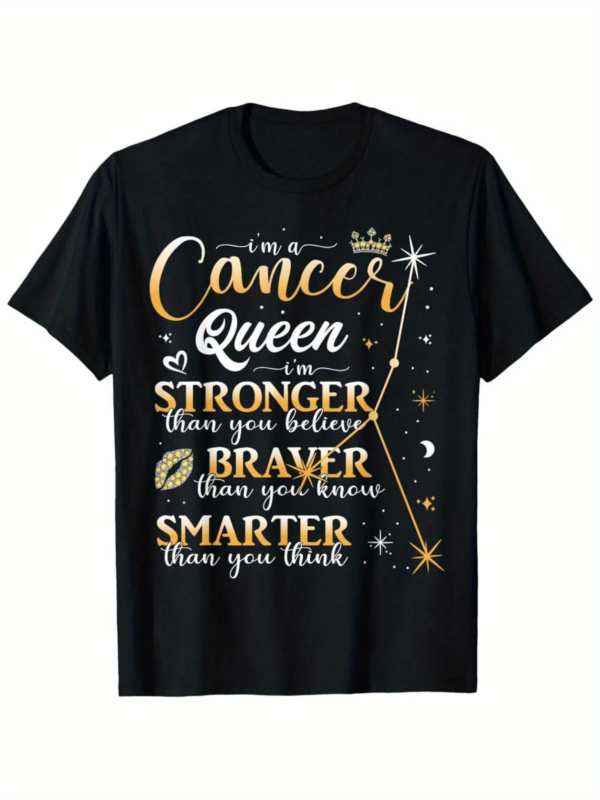 Cancer Zodiac Sign June July Birthday Women Girls Queen T-Shirt