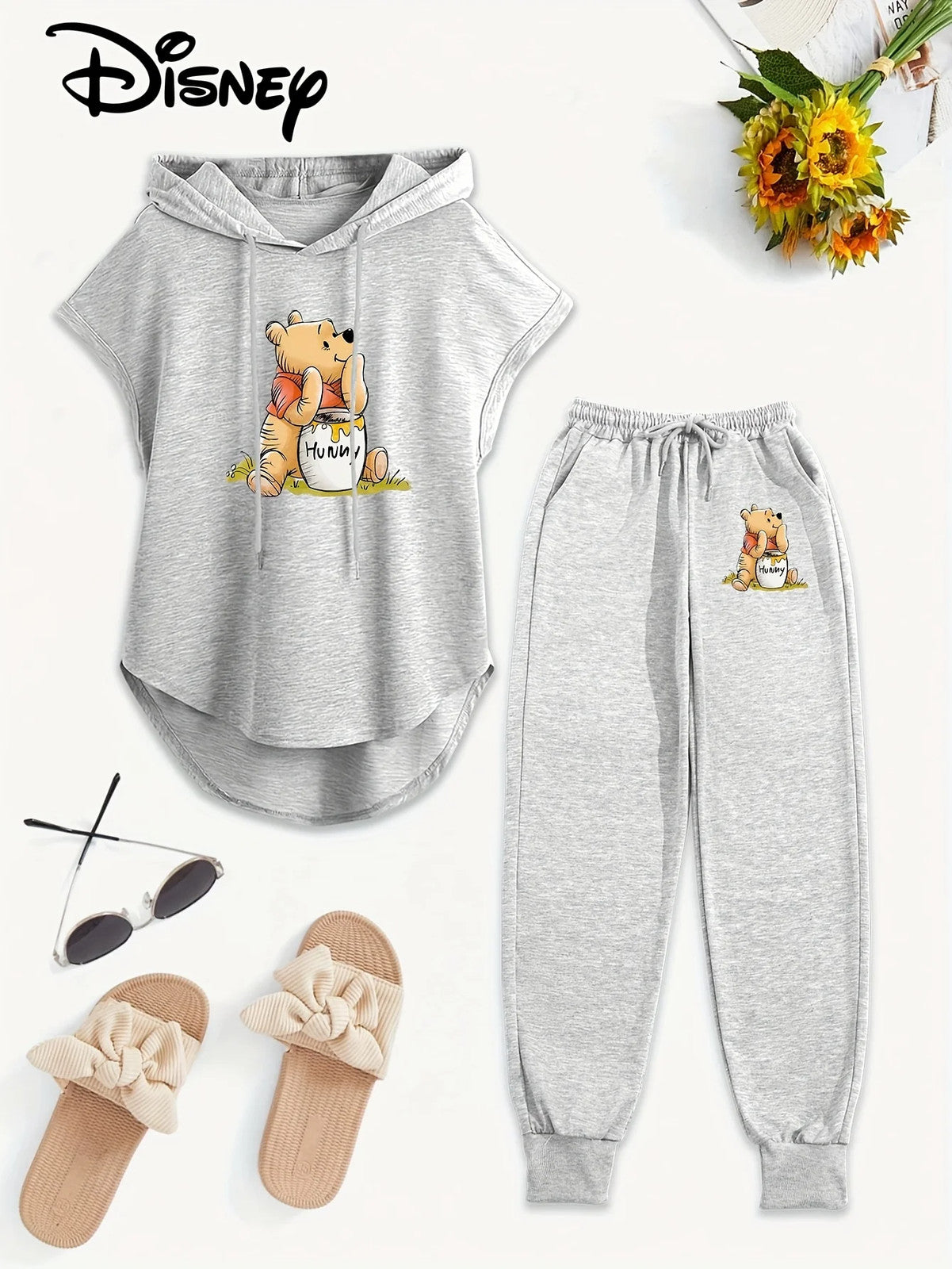 Casual Letter Printed Hooded Top And Elastic Waist Pants Set
