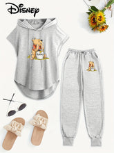 Casual Letter Printed Hooded Top And Elastic Waist Pants Set