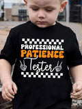 Boys' Professional Patience Tester" Black Short-Sleeve T-Shirt