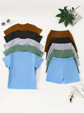 10pcs Boys' Casual Summer Outfit Set - Comfortable Short Sleeve T-Shirts &
