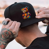 1pc Adjustable Unisex Hip-Hop Baseball Cap with Vibrant Teddy Bear Print -