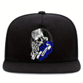 1pc Adjustable Skull Prayer Baseball Cap - Black Streetwear Hip-Hop Hat with