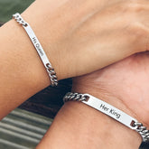 2pcs/ Set of Couple Bracelets, His Queen, Her King, And 'S Gift Accessories