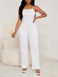 Women Two-piece Solid Pocket Lapel Cardigan & Sleeveless Wide Leg Jumpsuit