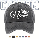 Customizable Baseball Cap with Personalized Text & Crown Design - Adjustable Lightweight Hat, Multi-Color Options, Machine Washable for Casual & Formal Events