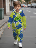 Boy's hooded sweatshirt with the English letter "COOL" printed on it, a comfortable set