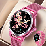 HOMAILIDA 1.2" TFT Screen Alloy Body Stainless Steel Strap Ladies Smart Watch, Wireless 5.3, JL7013A6 Chip, 240p Resolution, 95% Screen Ratio, 175mAh Lithium Battery-Polymer, with Sedentary Reminder, Remote Camera Control, Mu