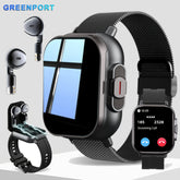 GREENPORT Smart Watch with Earbuds 2.01 Inch HD Screen 2 in 1 Smart Watch Sports Record for Android and iPhone Best Holiday Gift Blac