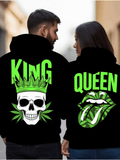 Couple Matching Loose Thin Hooded KING & QUEEN Sweatshirts