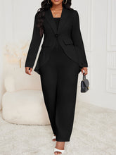 Women Two-piece Solid Pocket Lapel Cardigan & Sleeveless Wide Leg Jumpsuit