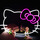 Large Cat-Shaped Makeup Mirror with Adjustable Brightness, USB Powered, 22.8" x 15.7", Cool White & Pink LED Lights, Wall-Mounted for Bedroom or Dressing Table, Perfect Birthday Gift, Vanity Mirror | Whimsical Design | USB Po
