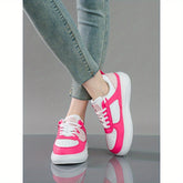 1 Pair Girls' Low-Top Sneakers with Color Block Design - Lightweight Durable Synthetic & Fabric Upper, Geometric Pattern Bow Accent, Closure, TPR Sole for All-Season Casual, Running, Outdoor Sports & Daily Wear, Shoes for Gir