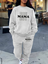 "Women's ""Boy Mama Boy"" Letter Print Two-Piece Set - Casual Crew Neck Sweatshirt & Pants, Polyester Knit with Pockets, Regular Fit, Long Sleeve - Autumn/Winter Fashion - For Women - Perfect for Casual Wear & Loungewear - Id
