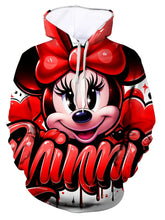 Men Women Disney Minnie Mouse 3D Print Plus Size Hoodie Soft Cozy Pullover Sweatshirt with Adjustable Drawstring Hood, Long Sleeves, Cartoon Character Casual Wear Sweater Hoodie