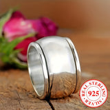 925 Sterling Silver Wide Band Polish Surface Wheel Shape Matching Rings