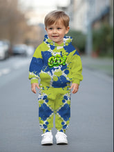 Boy's hooded sweatshirt with the English letter "COOL" printed on it, a comfortable set