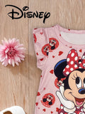 Girls Disney Minnie Bow knot Print One-piece Romper Bodysuit