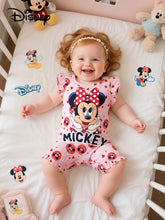 Girls Disney Minnie Bow knot Print One-piece Romper Bodysuit