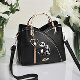 Jack Skellington & Sally Crossbody Bag Black Shoulder Purse Removable Strap, Coin Wallet Feature, and Heart-Shaped Pendant